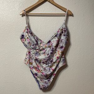 J. Crew Abstract Watercolor Print One Piece Swimsuit Size 22